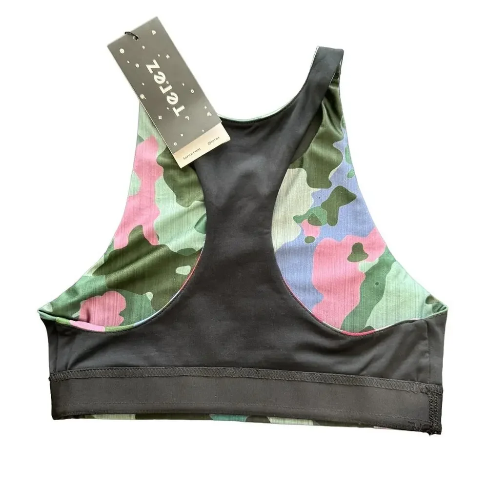 New ~ TEREZ ~ Burn Sage Camo Printed Reversible Sports Bra XS/S